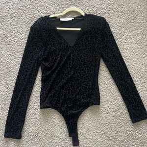 Velvet leopard print bodysuit